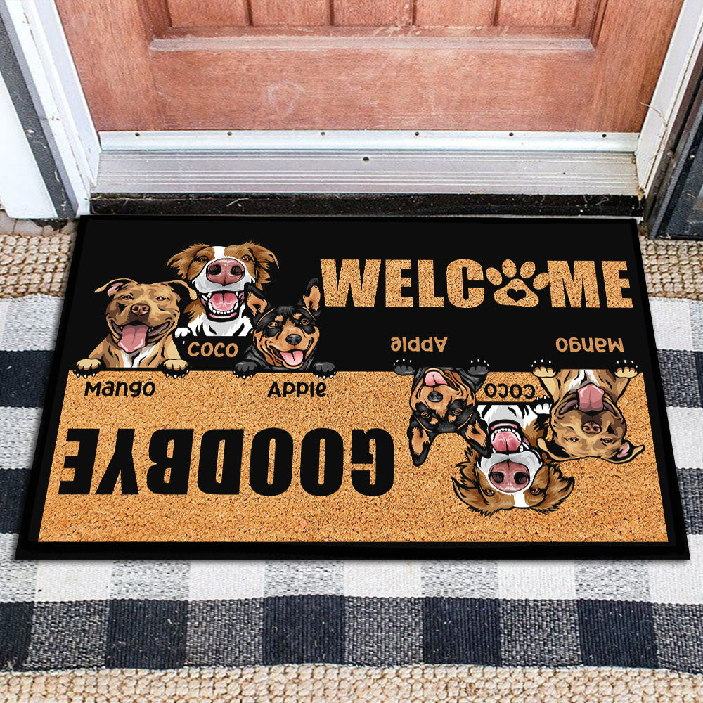 Custom Welcome Goodbye Dog Doormat, DIY Home Decor Huyen-Thuy