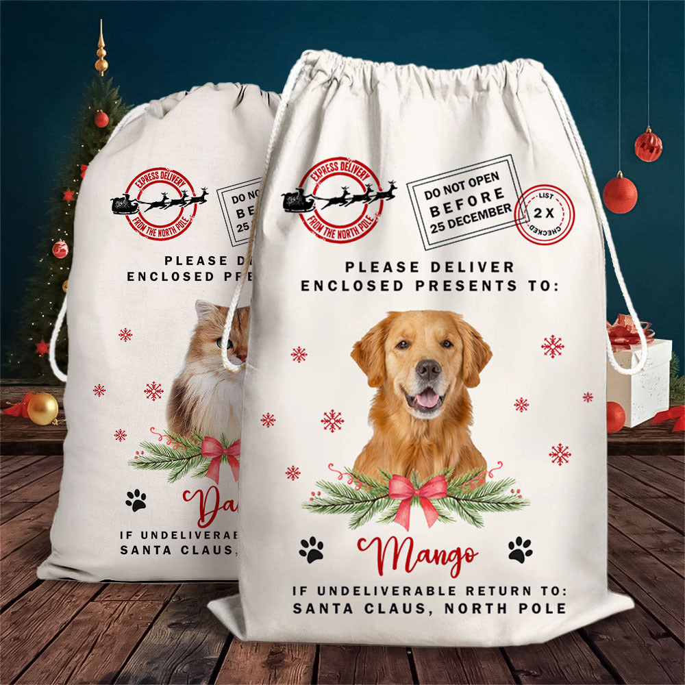 Personalised Christmas Santa Sack With Pet Photo, Christmas Bag, Gift For Dog Lovers YHN-THUY