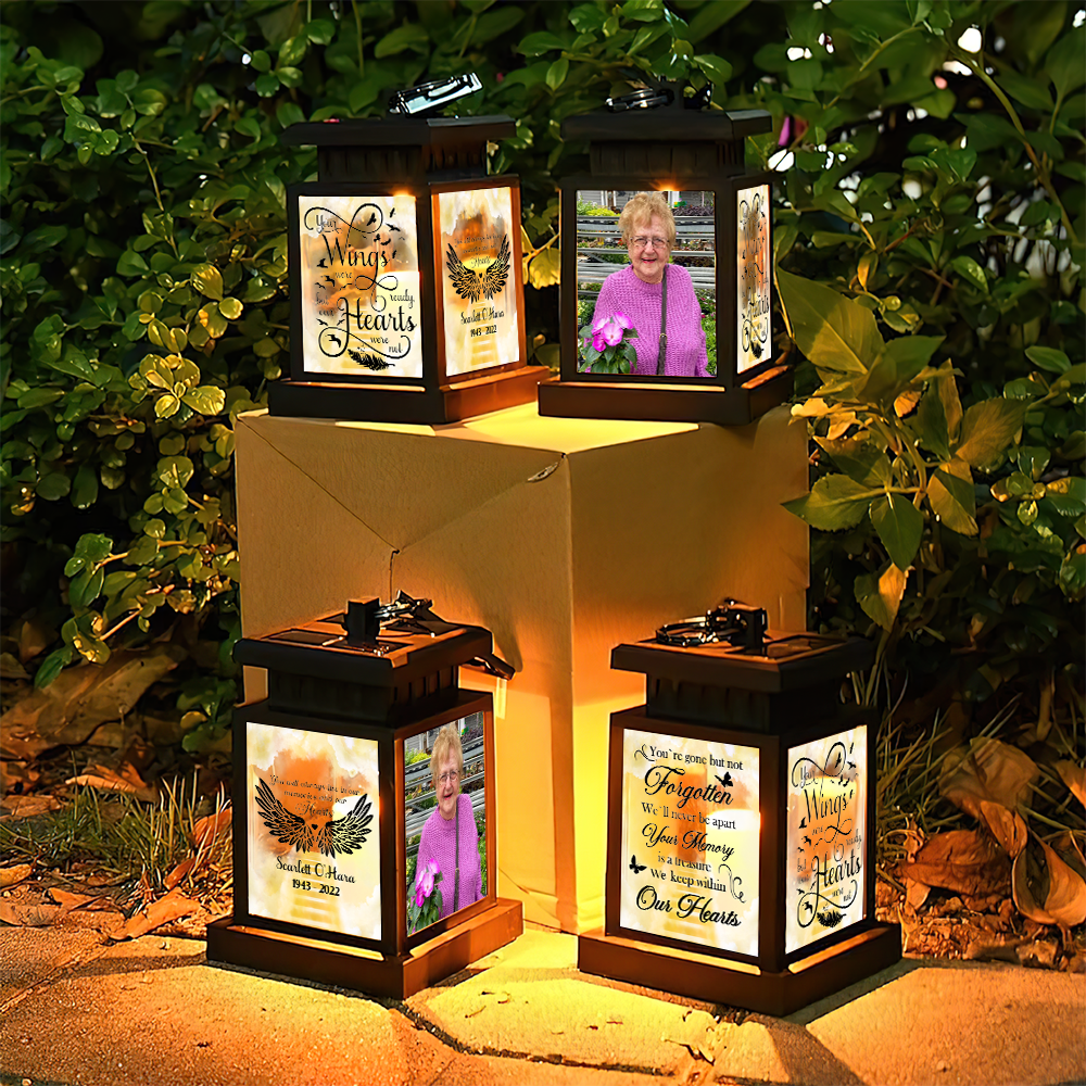 Personalized Solar Lantern - Christmas Gift For Family - Gone But Not Forgotten Memorial Photo