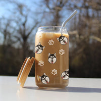 Thumbnail for Custom Pet Face Glass Cup with Lid Straw, Dog Lover Gift