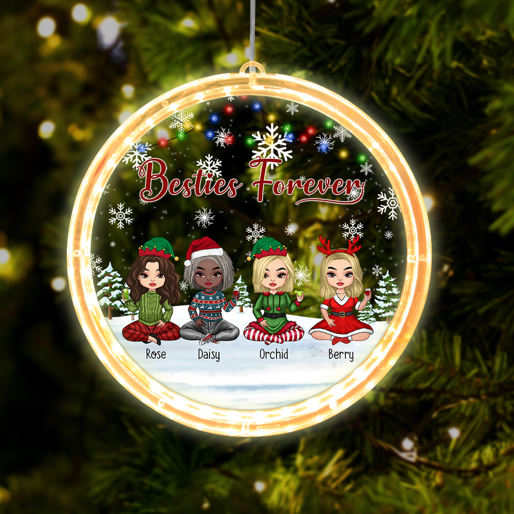 Personalized Friend Bestie Forever Led Acrylic Ornament, Christmas Gift For BFF