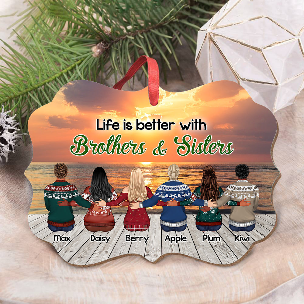 Personalized Family Members Brother Sister MDF Ornament CHI-YEN