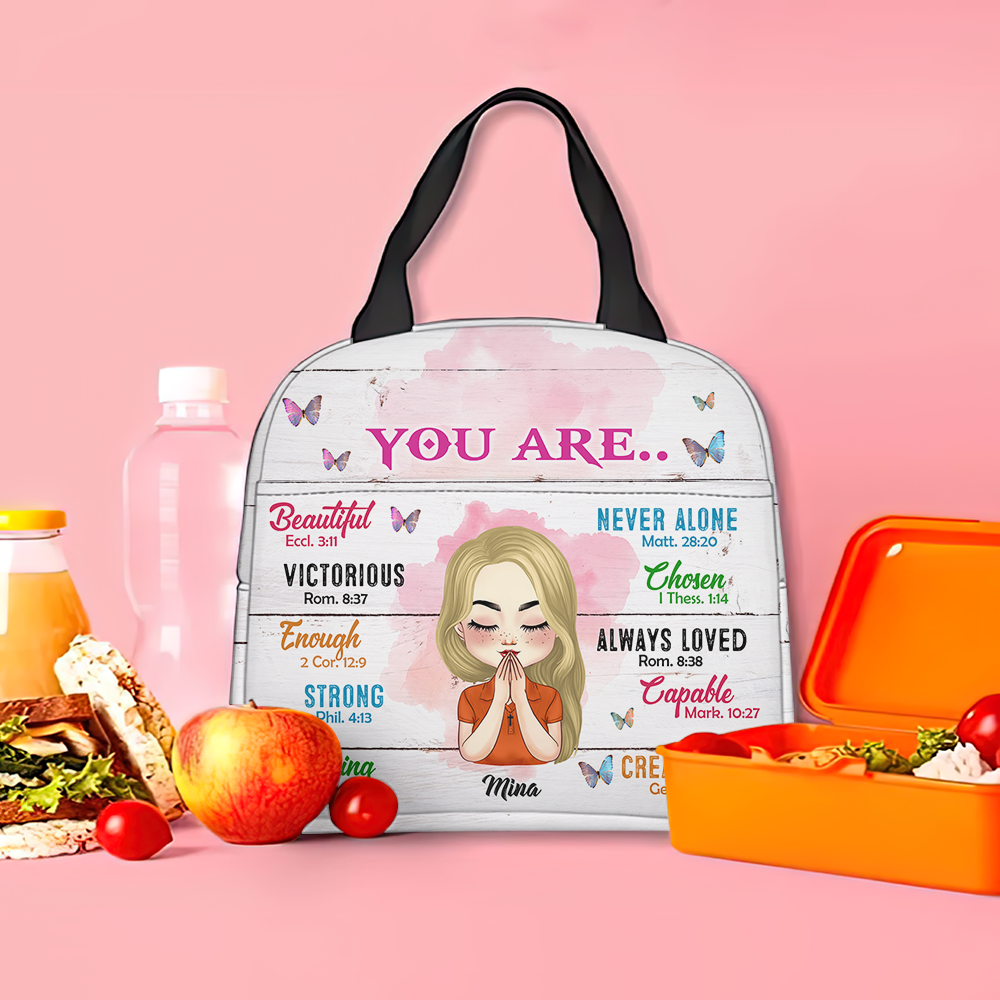 Personalized God Says You Are Bible Quote Lunch Bag, Gift For Family