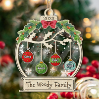 Thumbnail for Personalized Wooden & Acrylic Layered Ornament - Christmas Gift For Family - Christmas Ball With Name