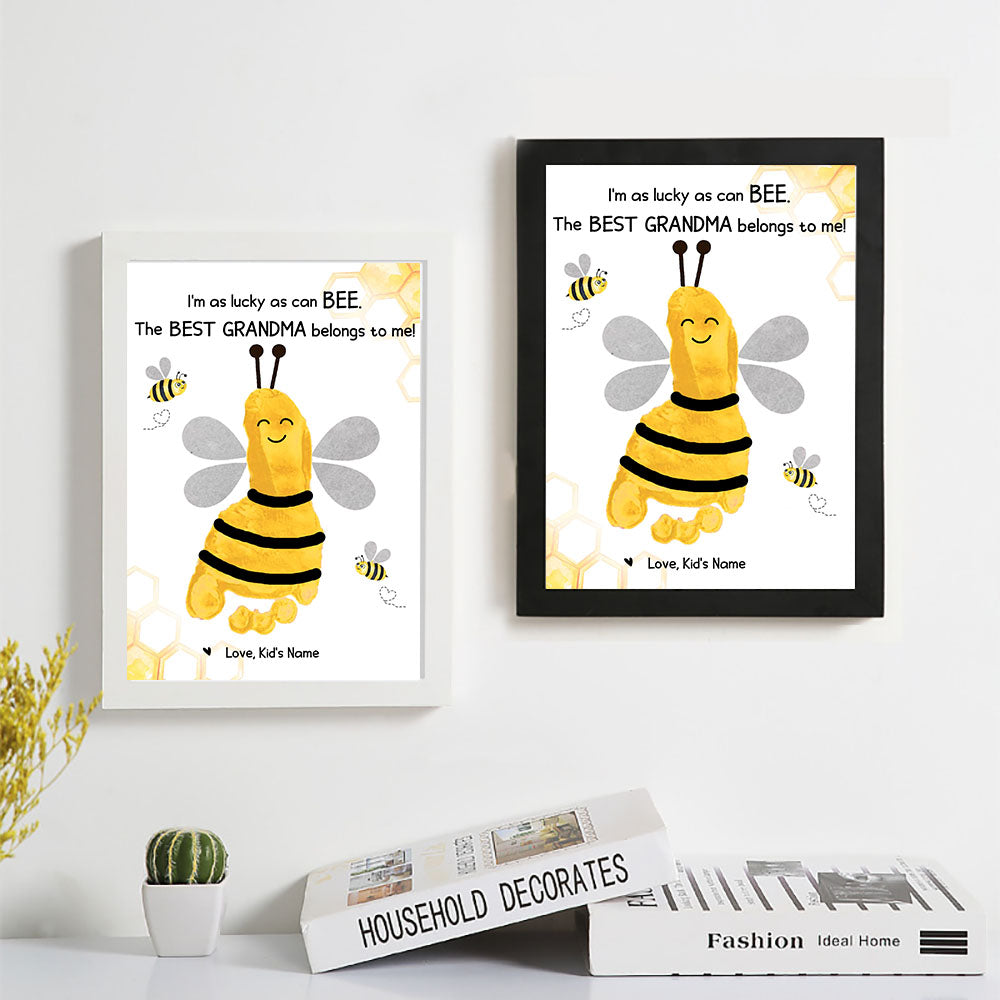 I'm As Lucky As Can Bee Grandma Photo Frame, Kids Footprint Keepsake