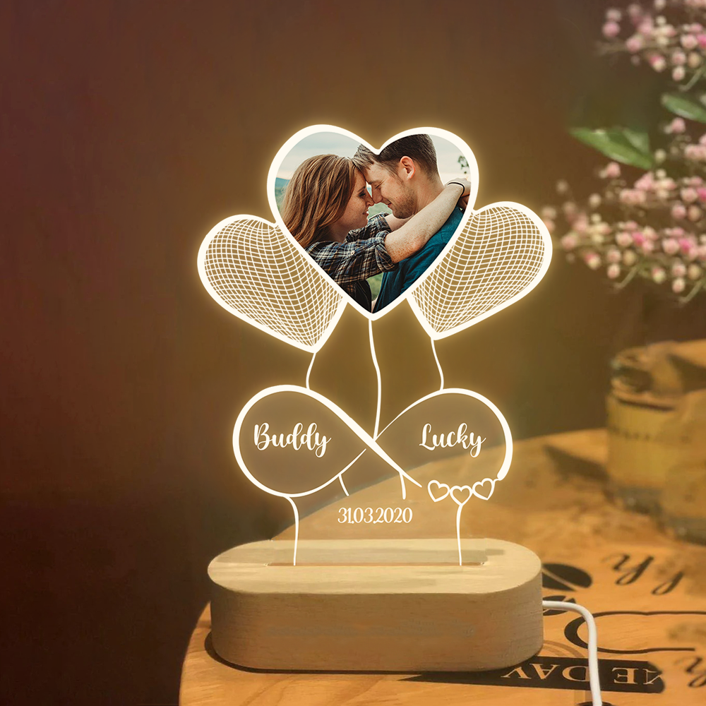 Personalized Forever Love Couple Lamp With Wooden Oval, Valentine Day Gift For Husband And Wife YHN-YEN