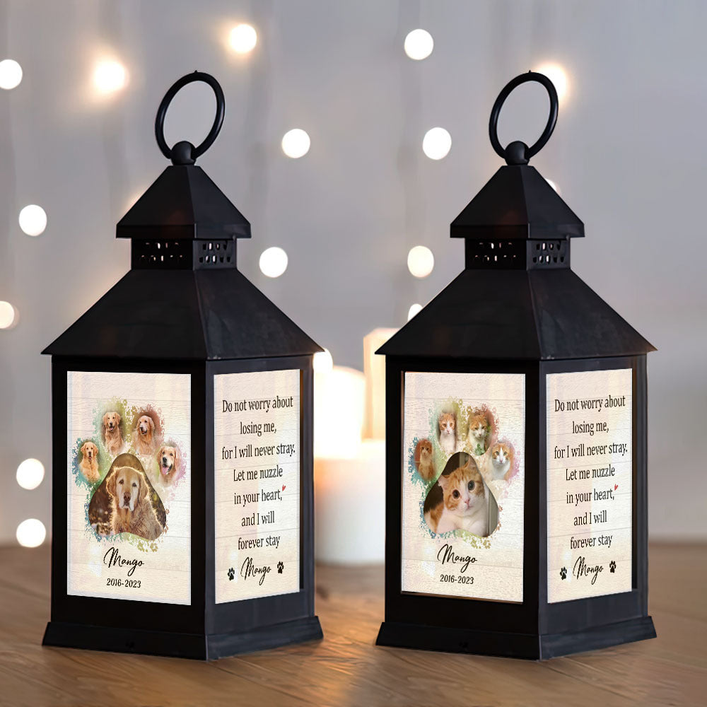 Custom Do Not Worry About Losing Me Paw Prints Photo Lantern II, Pet Memorial Gift JonxiFon