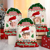 Thumbnail for Personalized Santa Sack - Christmas Gift For Family - Ugly Sweater Pattern Face Photo