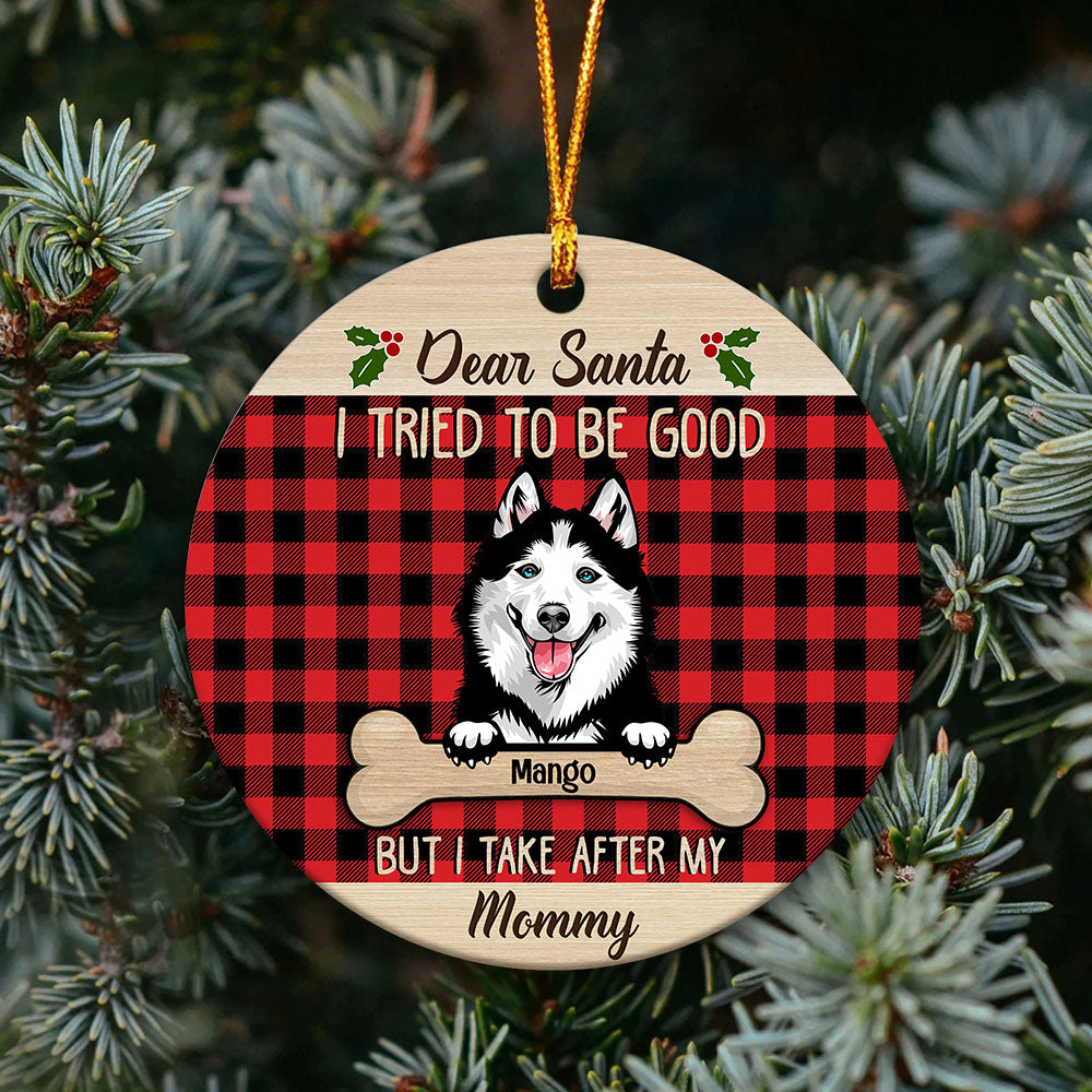 Dear Santa Dog Christmas Ceramic Ornament  - Personalized Decorative Ornament CHI-THUY