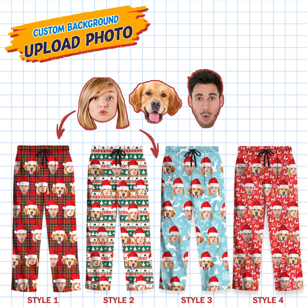 Custom Christmas With Face Photo Family Pajama Pants, Christmas Gift YHN-THUY