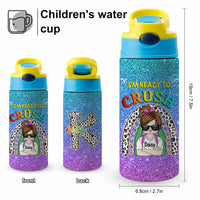 Thumbnail for Custom I'm Ready To Crush Glitter Kids Water Bottle With Straw Lid