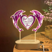 Thumbnail for Personalized God Bless My Road To You Dolphin Lamp With Wooden Oval Stand, Love Gift For Couple YHN-YEN