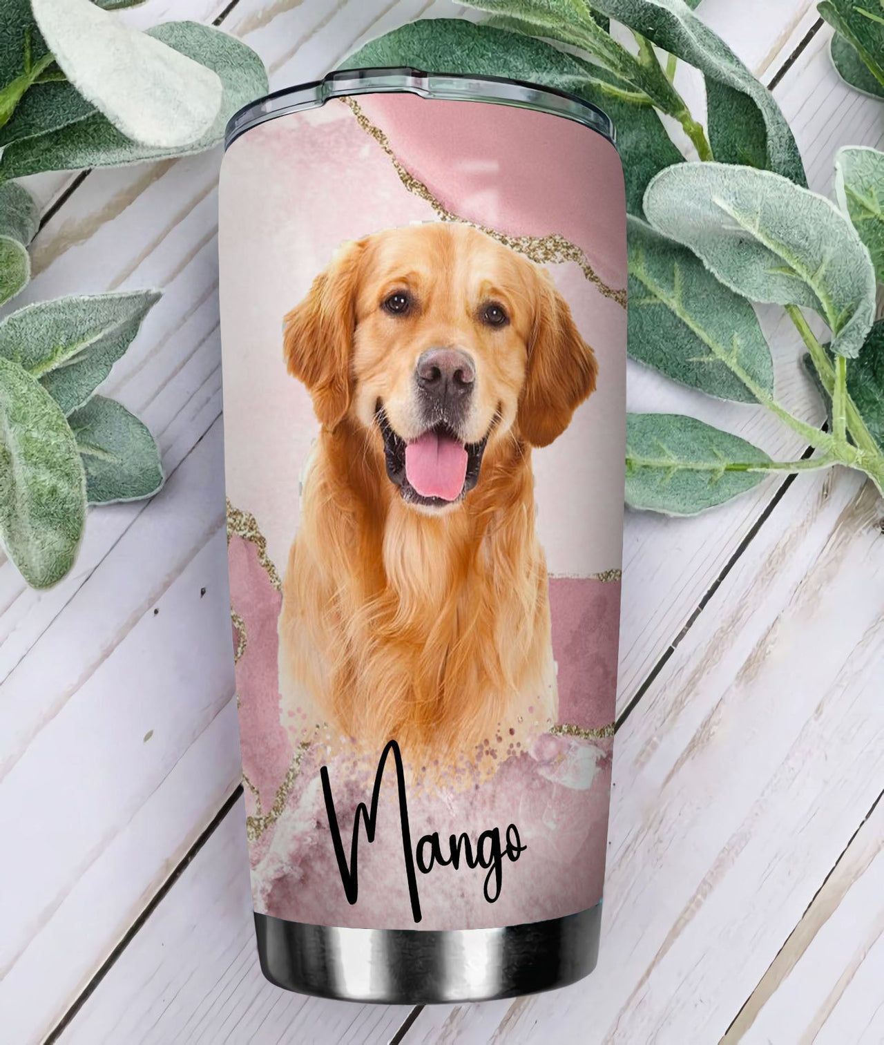 Pet Portrait Photo With Name Marble Tumbler, Pet Lover Gift YHN-THUY