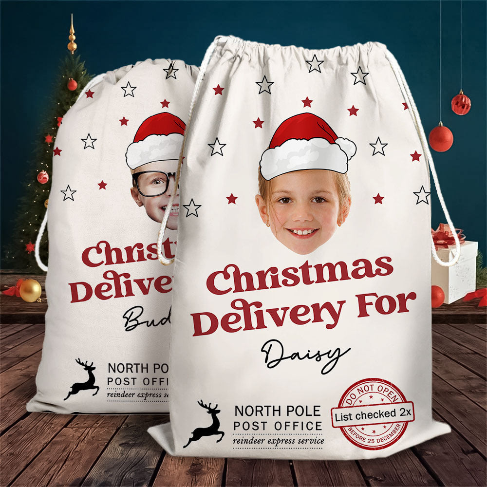 Custom Christmas Delivery Face Photo Family Christmas Bag, Christmas Gift