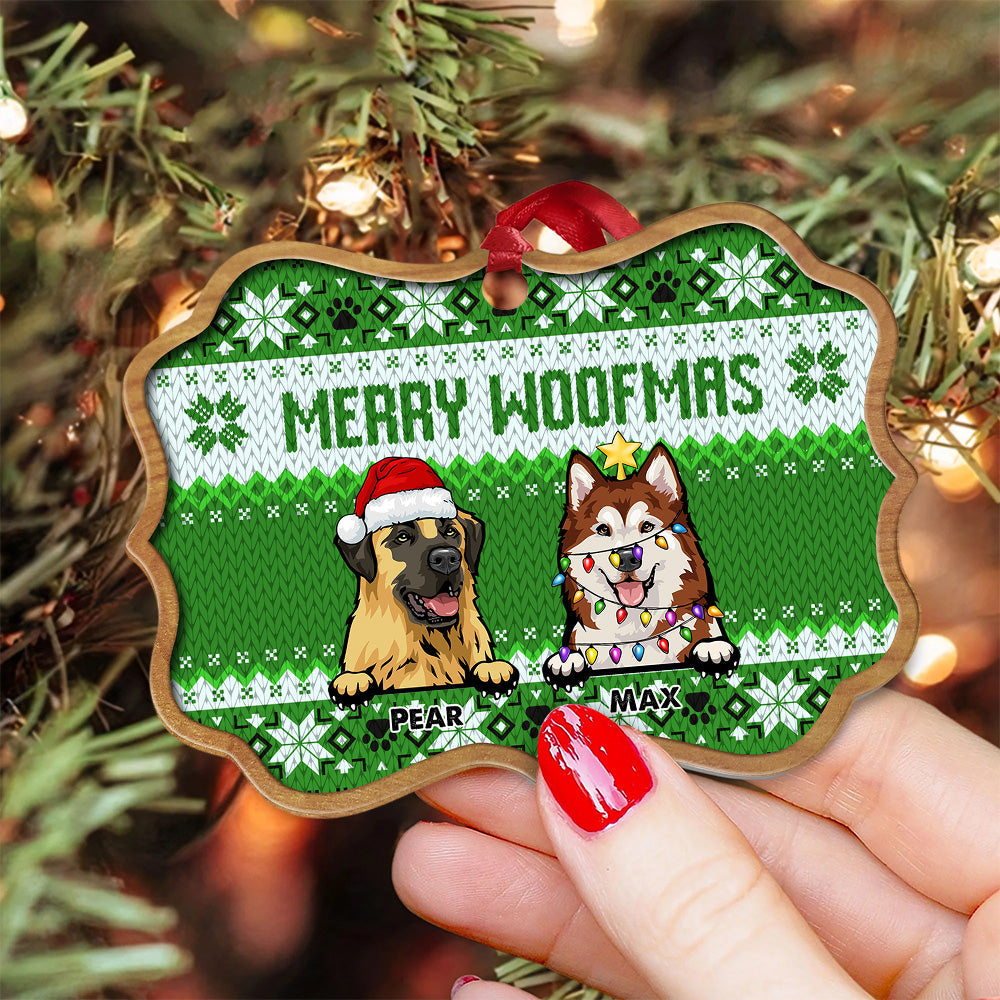 Merry Woofmas Personalized Dog Christmas Pattern MDF Ornament, Customized Holiday Ornament CHI-YEN