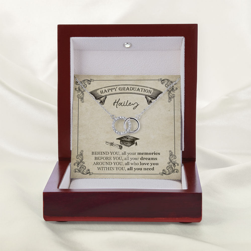 Behind You All Your Memories Graduation Message Card Necklace