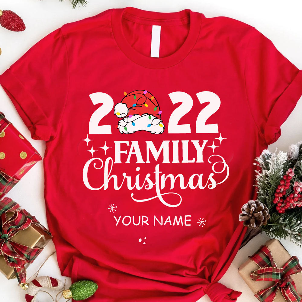 Custom Name Family Christmas 2022 T-Shirt, Christmas Gift CustomCat