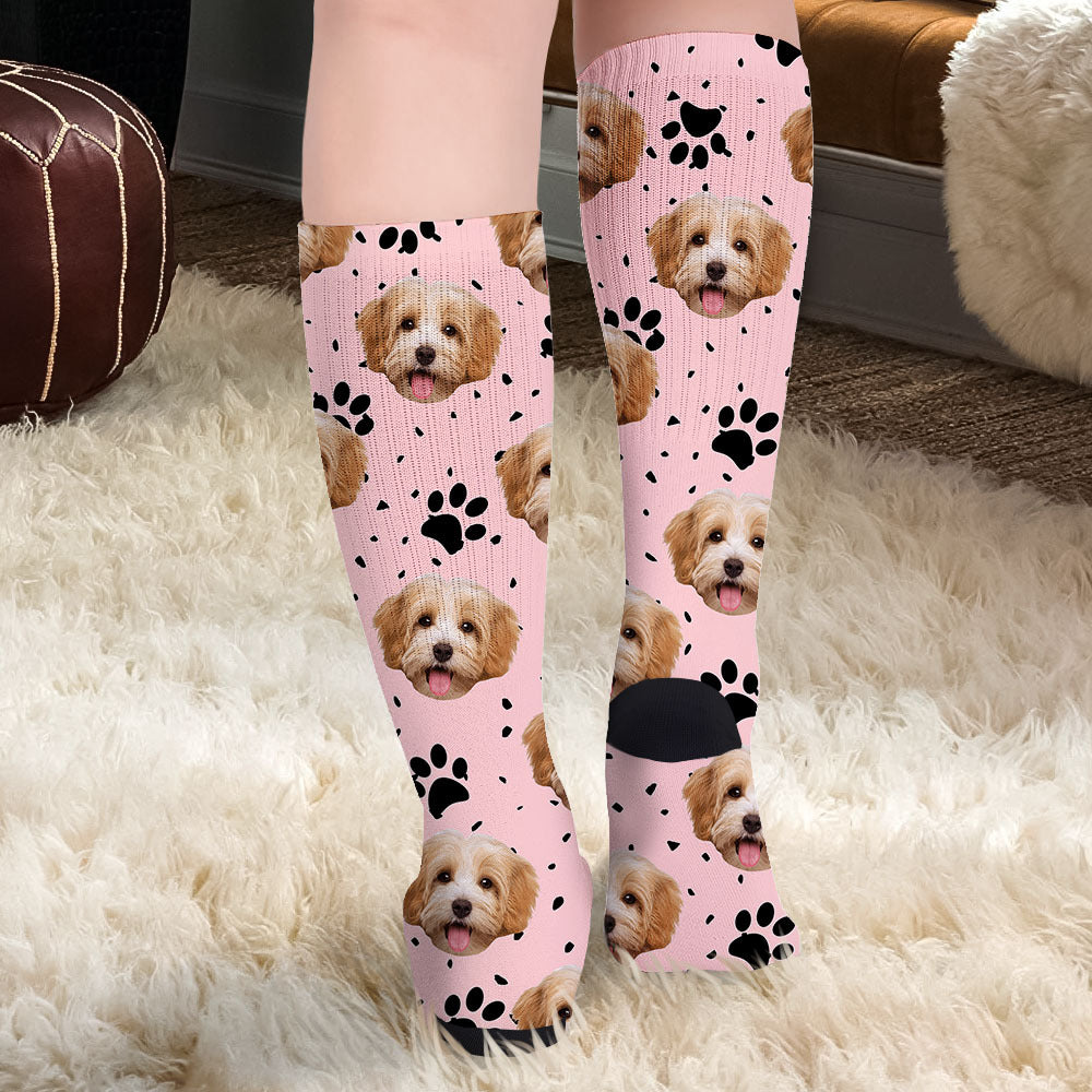 Custom Pet Face Cutout Photo Christmas Socks, Christmas Gift YHN-THUY