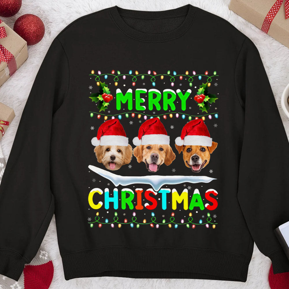 Custom Pet Face Photo Christmas Family Shirts, Christmas Gift For Dog Cat Lovers CustomCat