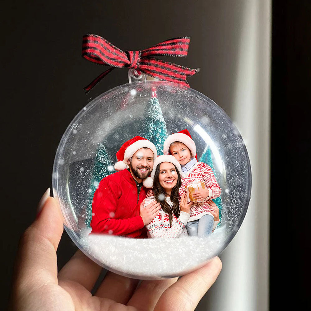 Personalized 3D Acrylic Ball Ornament - Christmas Gift For Family - Upload Family Photo