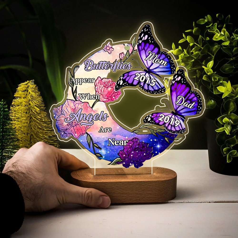 Personalized Butterflies Appear When Angels Are Near Mom Dad Memorial Lamp, Symathy Gift CHI-YEN