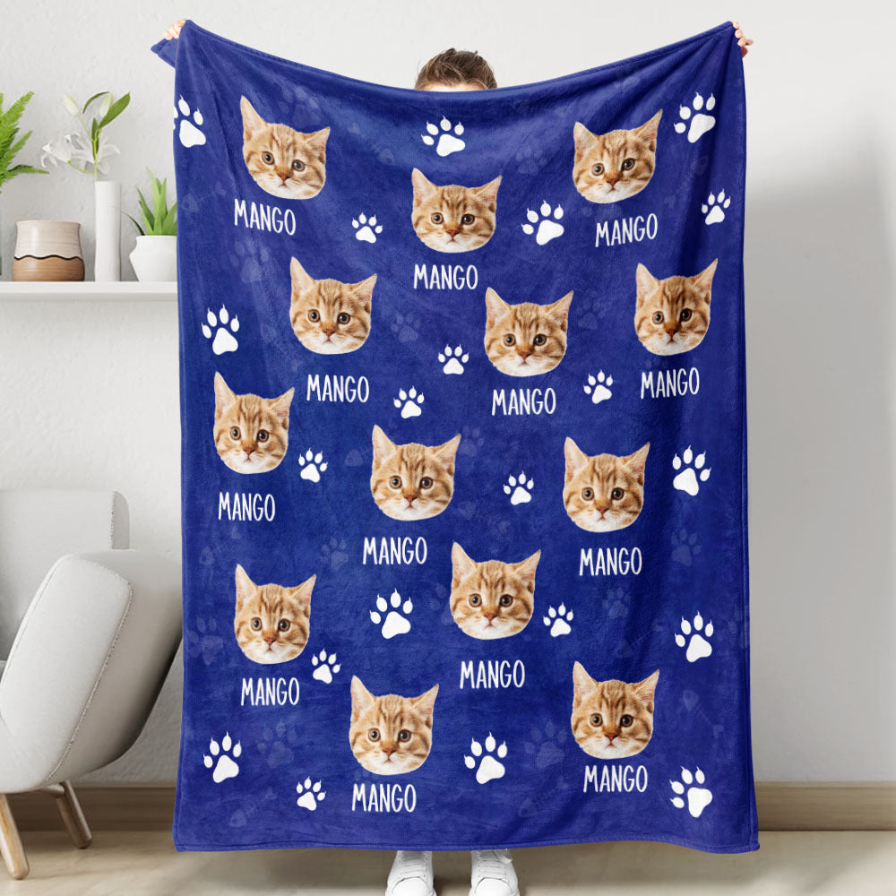 Custom Pet Photo & Paws Fleece Blanket, Pet Lover Gift YHN-THUY