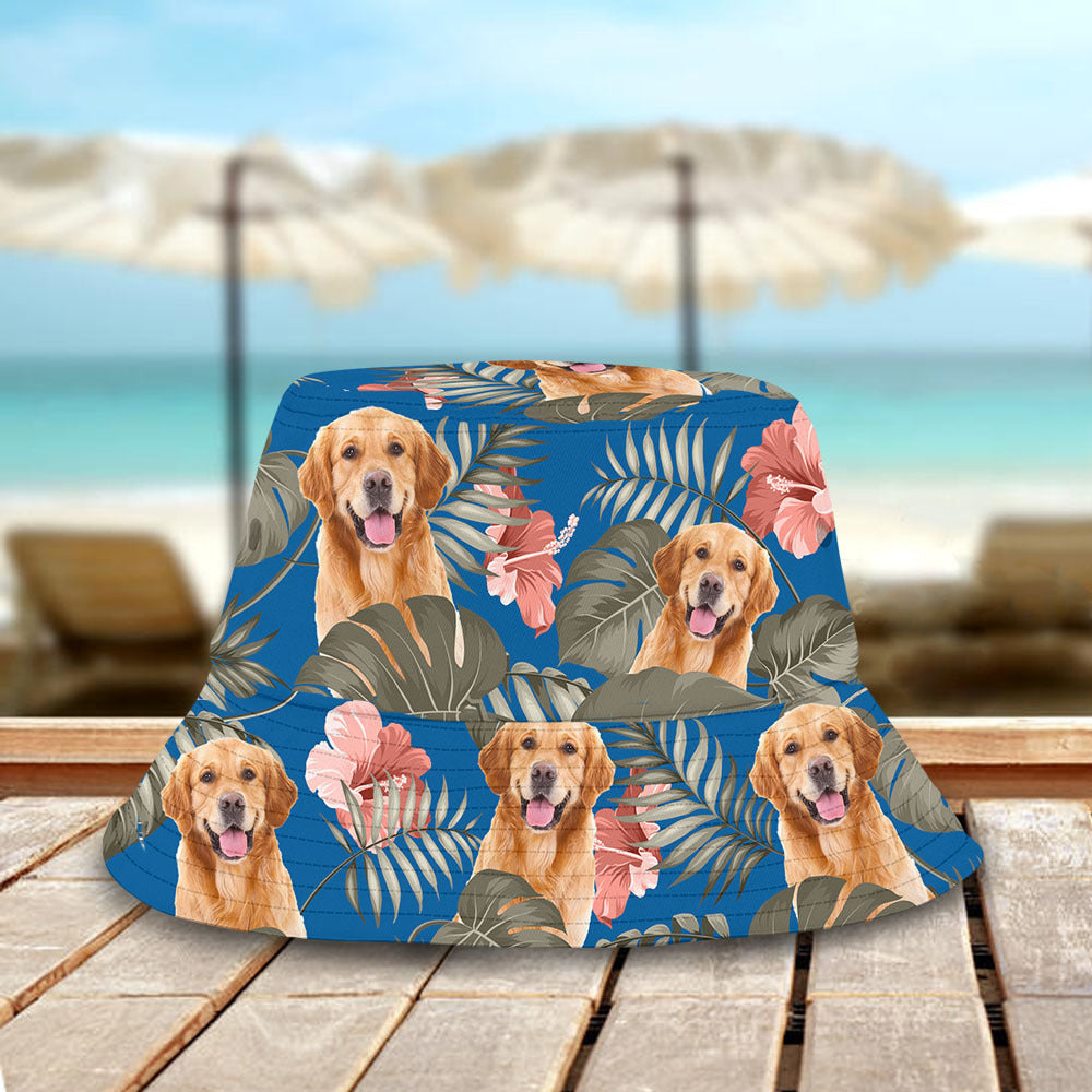 Custom Pet Face Hawaiian Bucket Hat, Dog Lover Gift