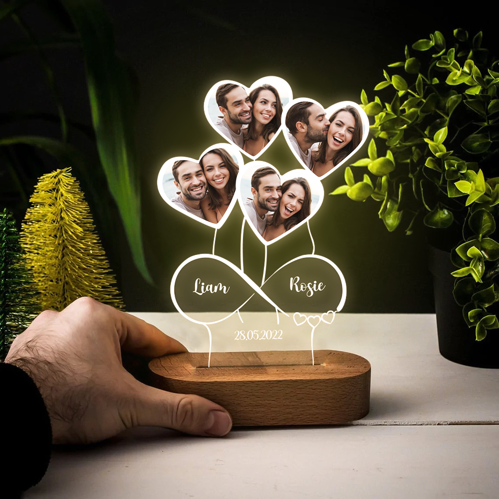 Personalized Forever Love Couple Lamp With Wooden Oval, Valentine Day Gift For Husband And Wife CHI-YEN