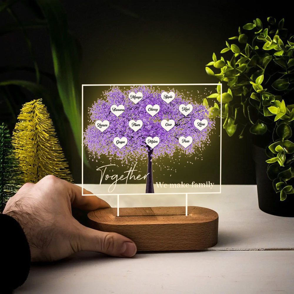 Personalized Together We Make Family Lamp With Wooden Oval Stand, Gift For Family Member