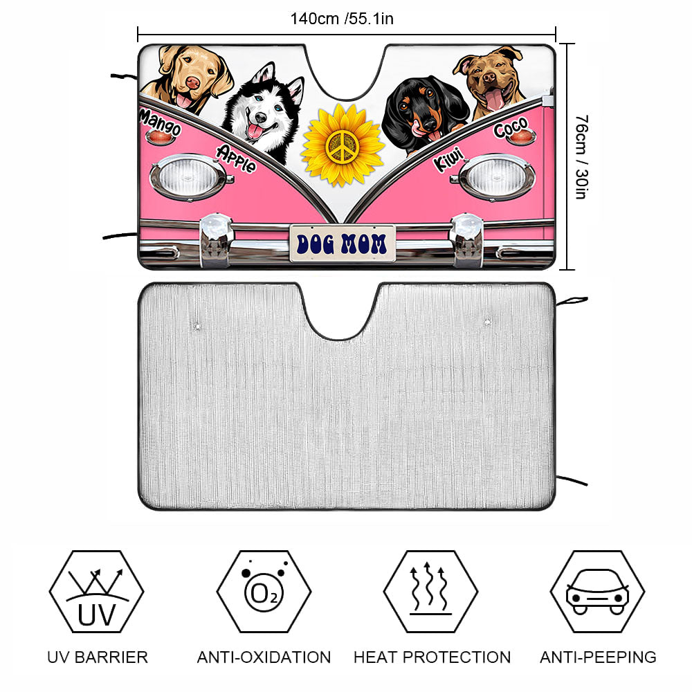 Dog Mom Hippie Dog Car Sunshade, Gift For Dog Lover Huyen-Thuy