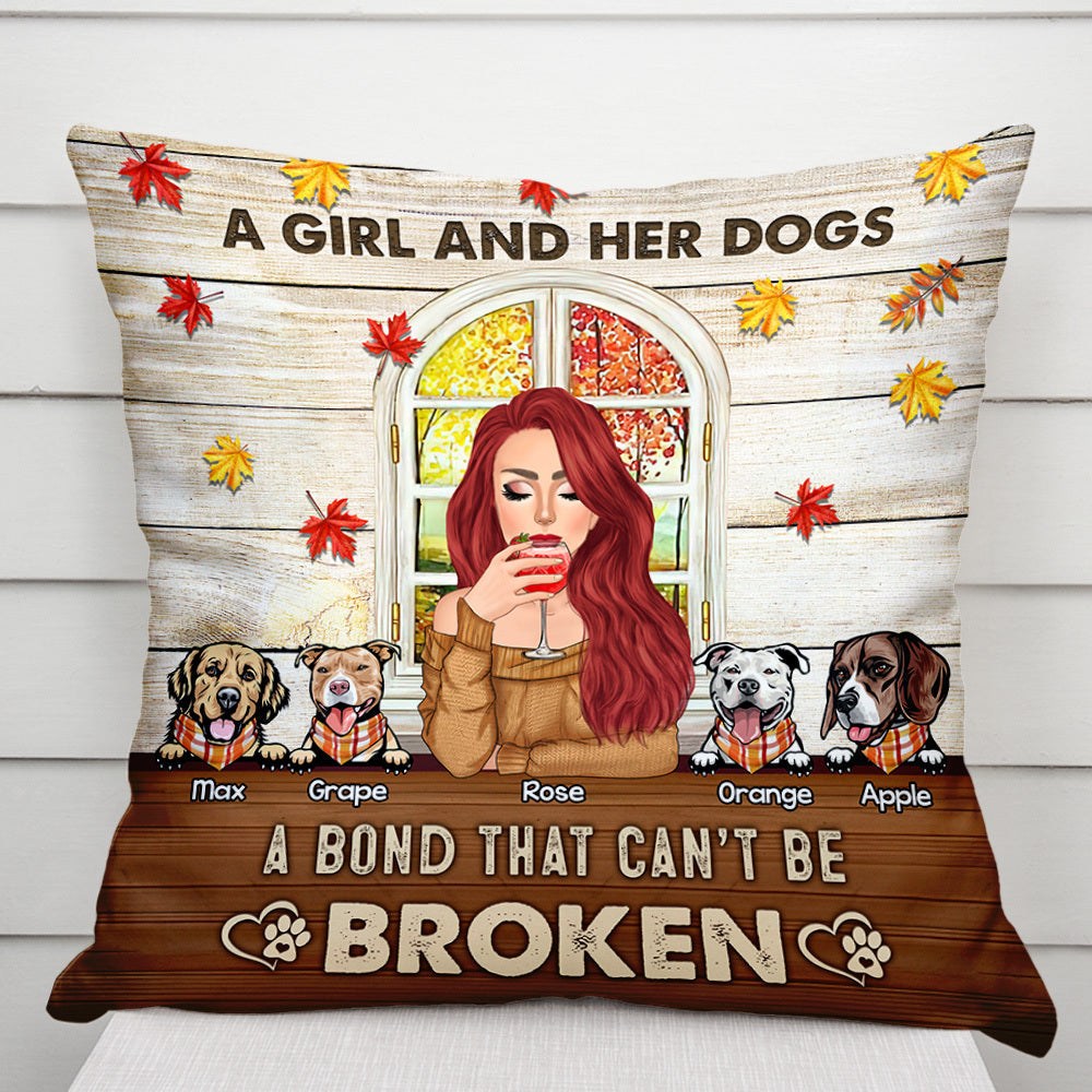 A Girl Her Dogs A Bond Custom Pillow, DIY Gift For Dog Lovers CT-YEN