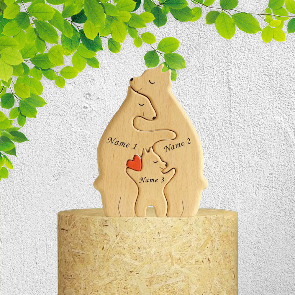 Personalized Wooden Bear Family Puzzle - Gift For Family - Handcrafted Room Decor