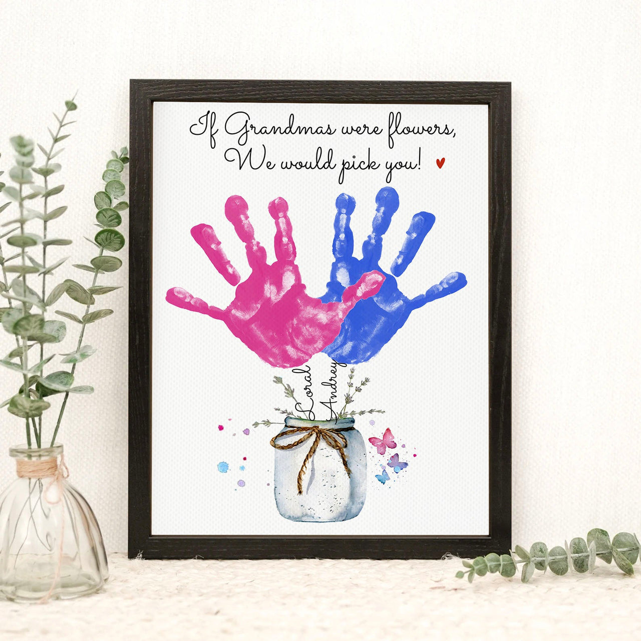 If Grandmas/Moms Were Flowers Photo Frame, Kids Handprint Keepsake