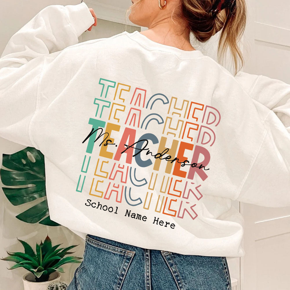 Custom Name Teacher Echo Backside Shirt, Back to School T-shirt