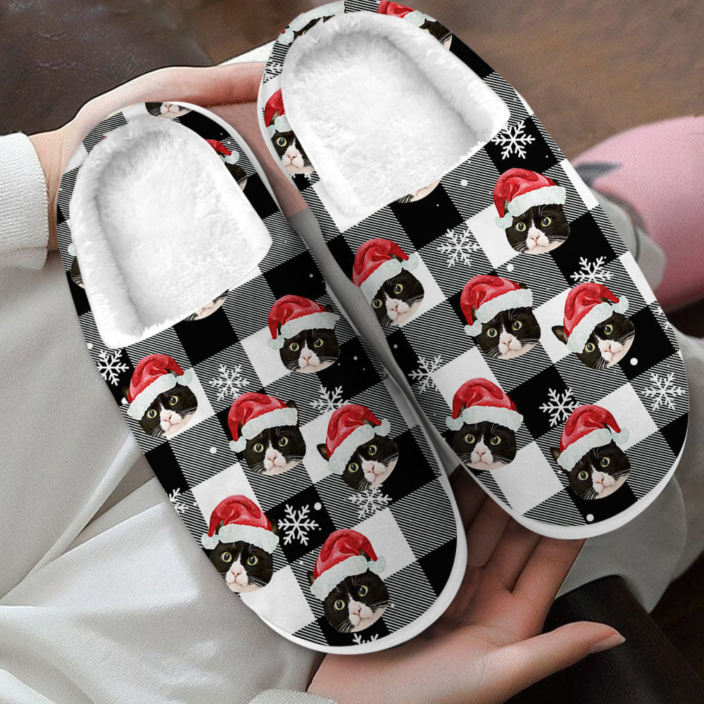 Personalized Slippers - Christmas Gift For Pet Lovers - Santa Hat With Pet Photo