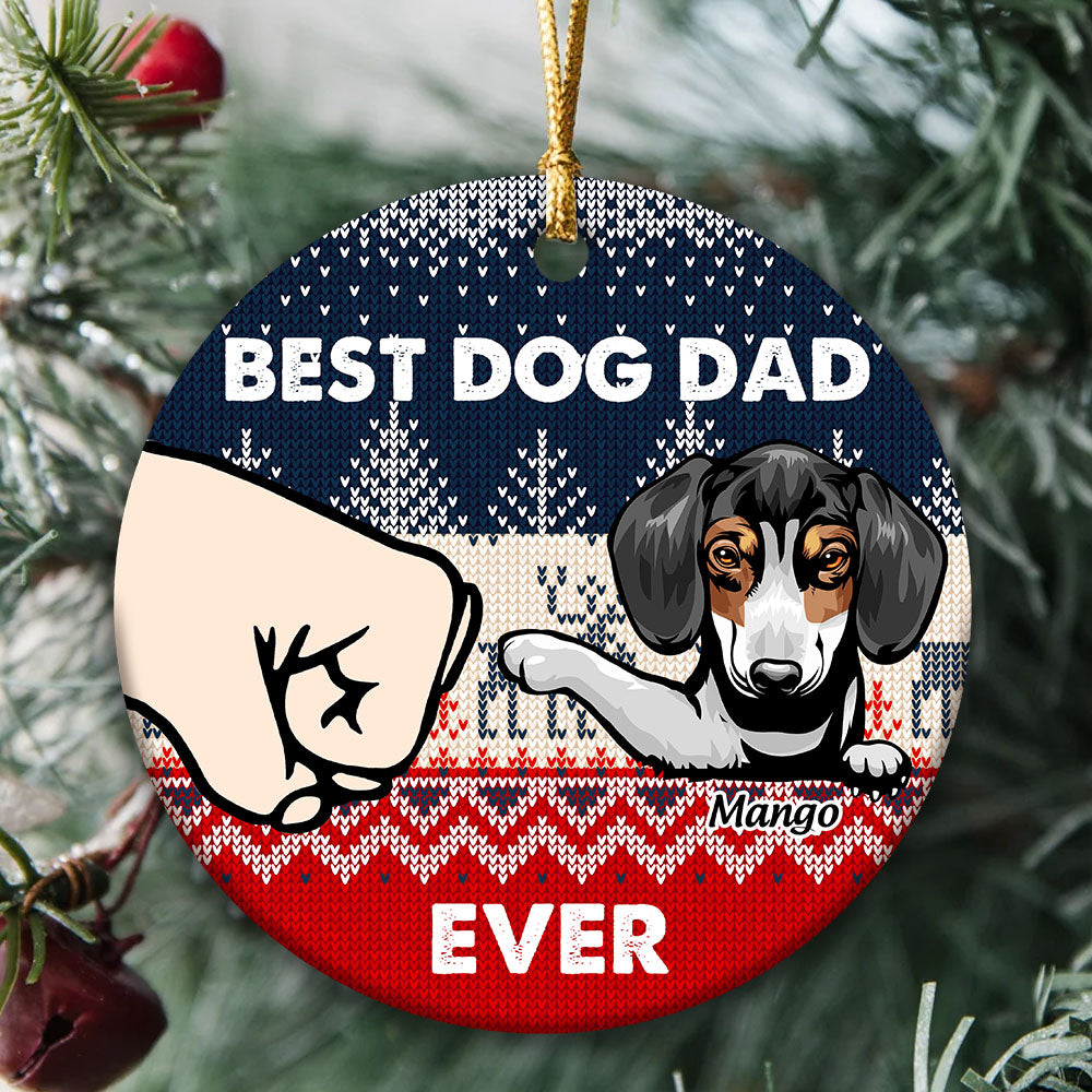 Personalized Best Dog Dad Ever Christmas Ceramic Ornament, Personalized Decorative Ornament CHI-THUY