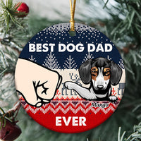 Thumbnail for Personalized Best Dog Dad Ever Christmas Ceramic Ornament, Personalized Decorative Ornament CHI-THUY