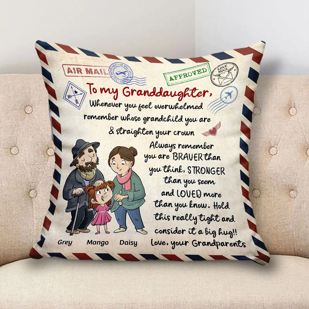 Personalized Letter To My Grandson Granddaughter Pillow, Gift For Grandpa Grandma CHI-THUY