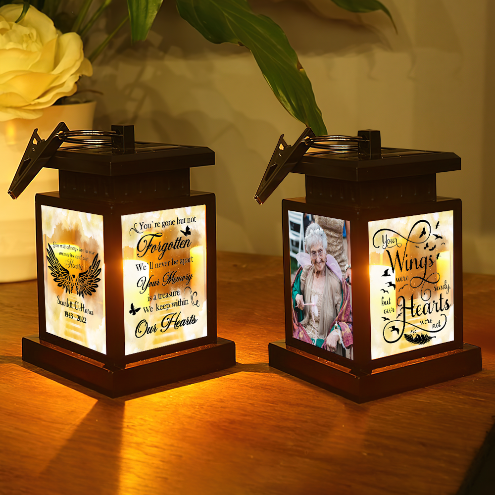 Personalized Solar Lantern - Christmas Gift For Family - Gone But Not Forgotten Memorial Photo