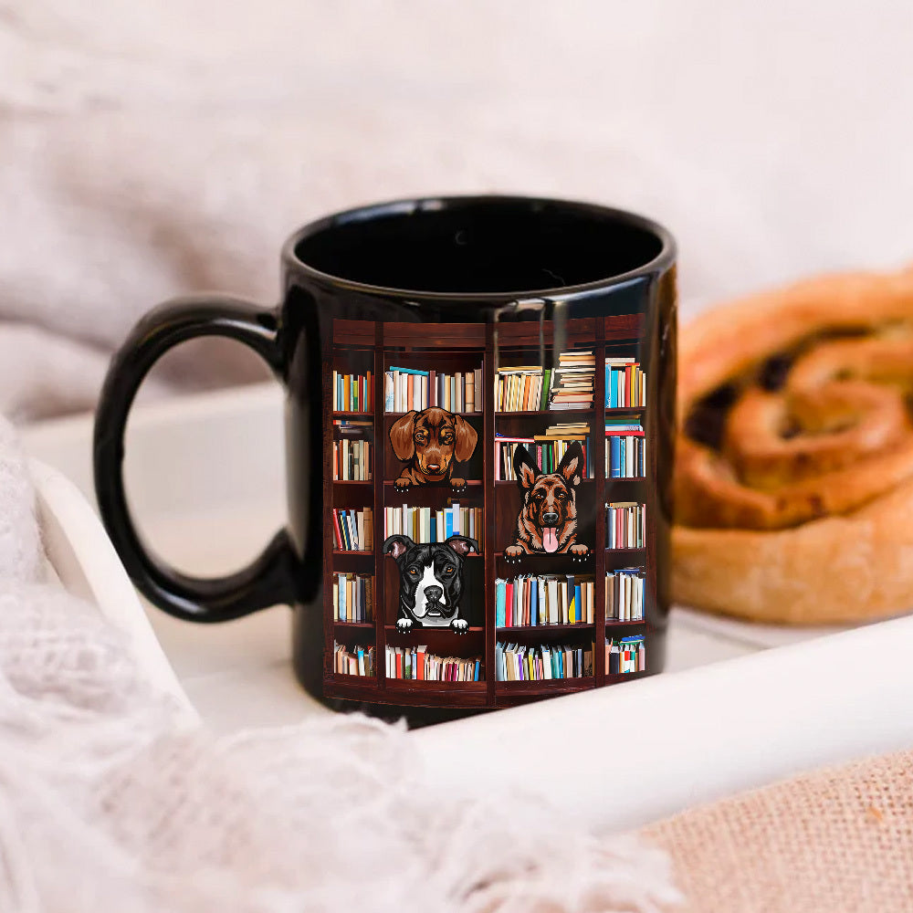 Just A Girl Who Loves Books & Dogs Double Sided Black Mug CustomCat