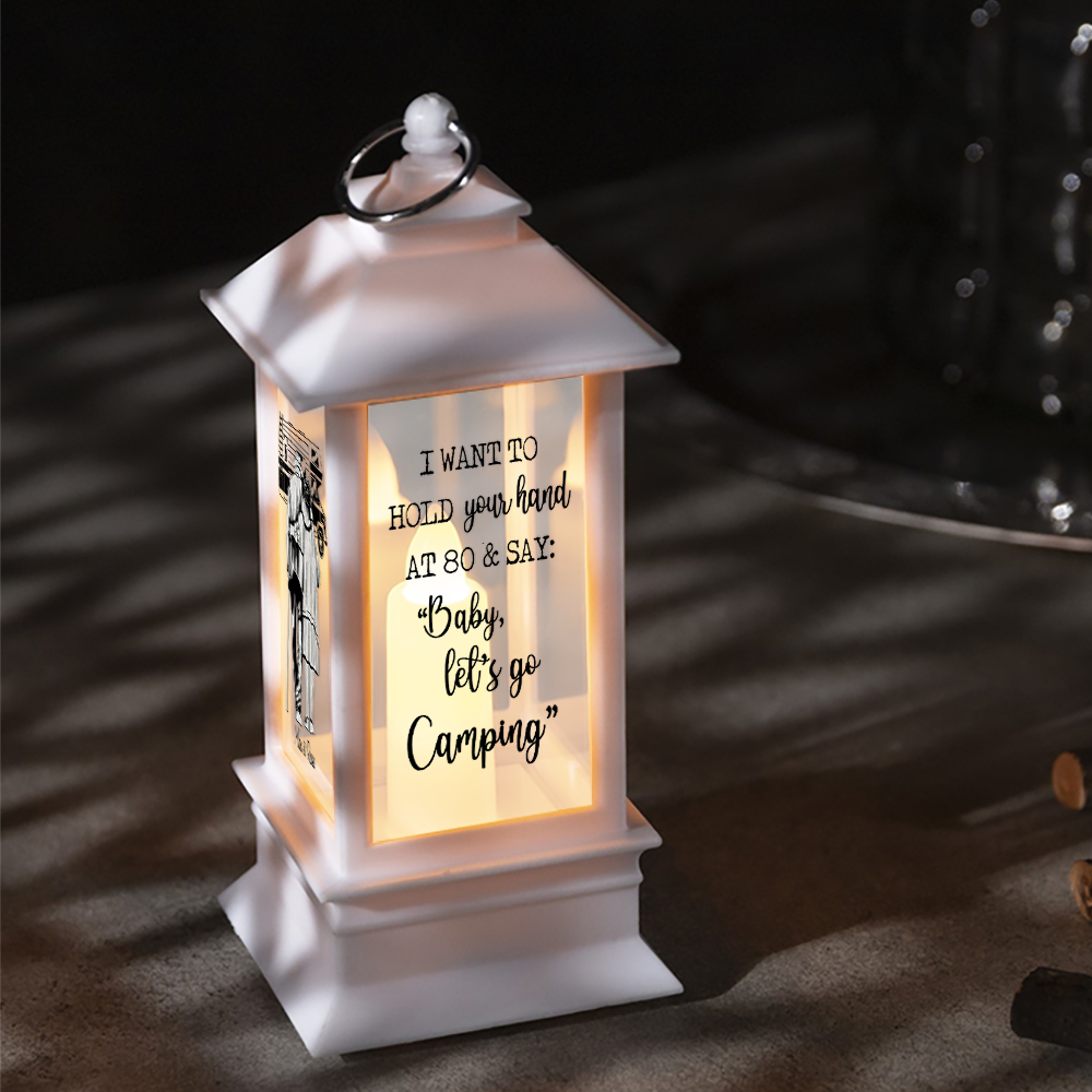 Personalized Hold Your Hand Go Camping Old Couple Lantern, Gift For Grandpa Grandma