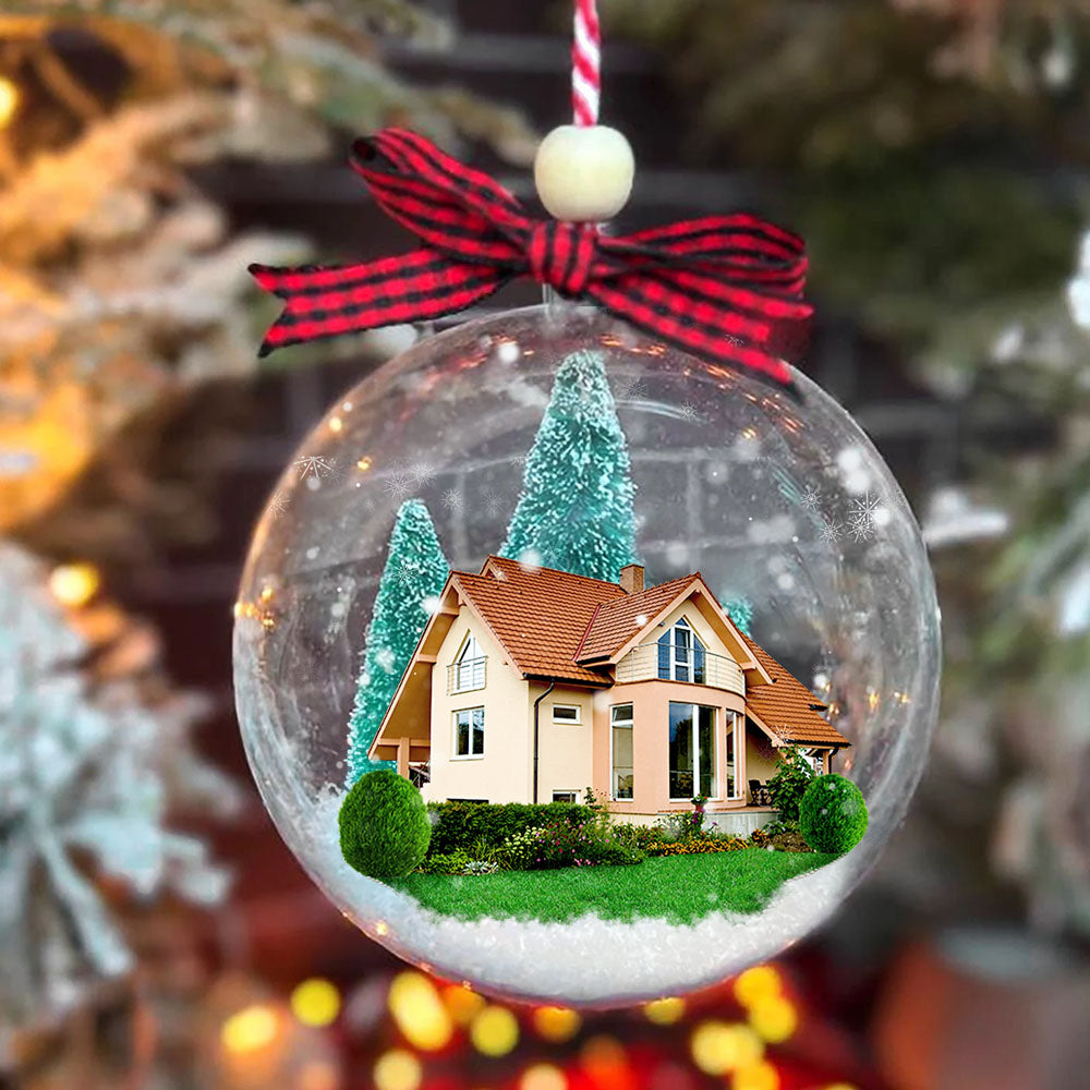 Personalized 3D Acrylic Ball Ornament - Christmas Gift For Family - New Home New Begingings House Photo