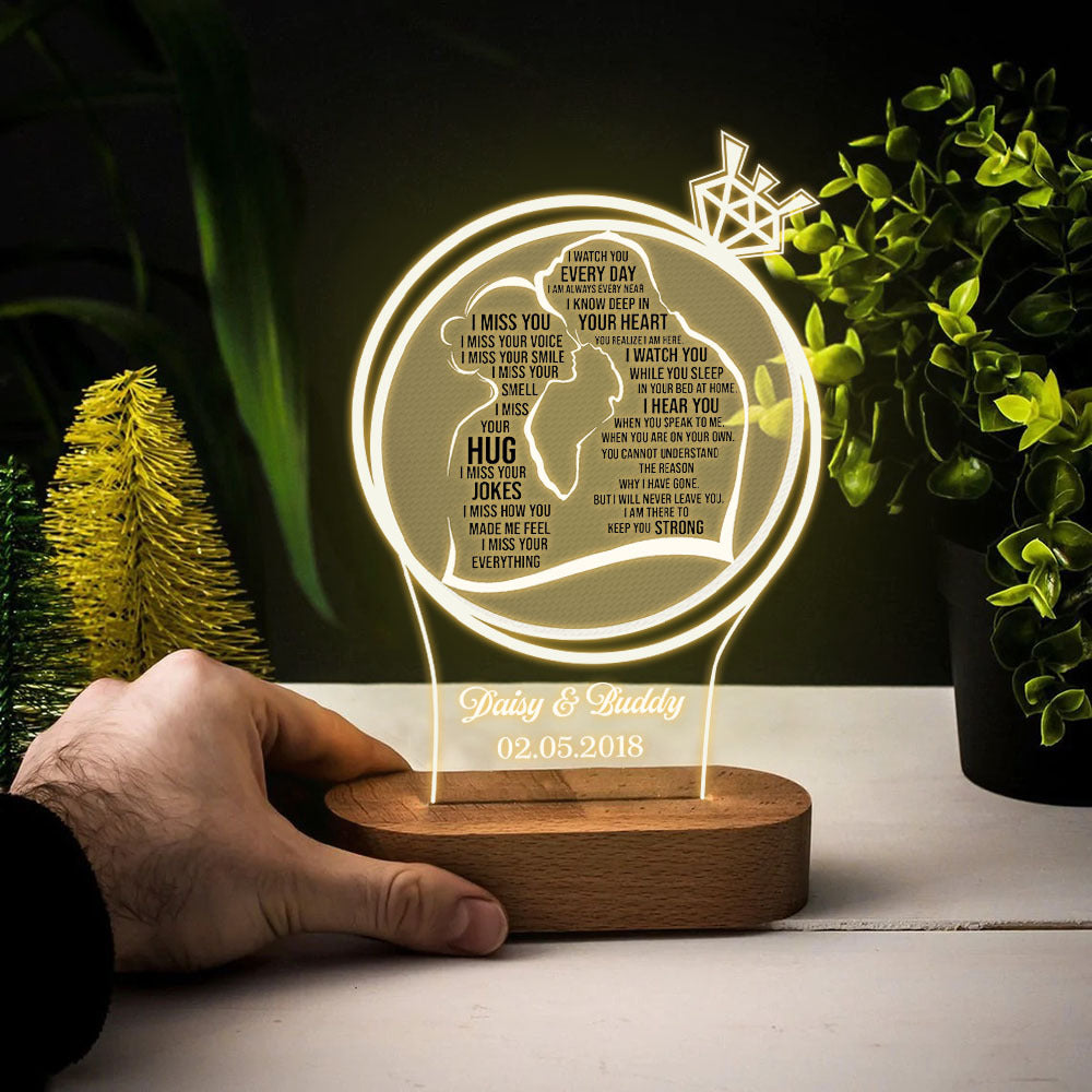 Personalized The Light Of Love Lamp With Wooden Oval Stand, Love Gift For Couple CHI-THUY