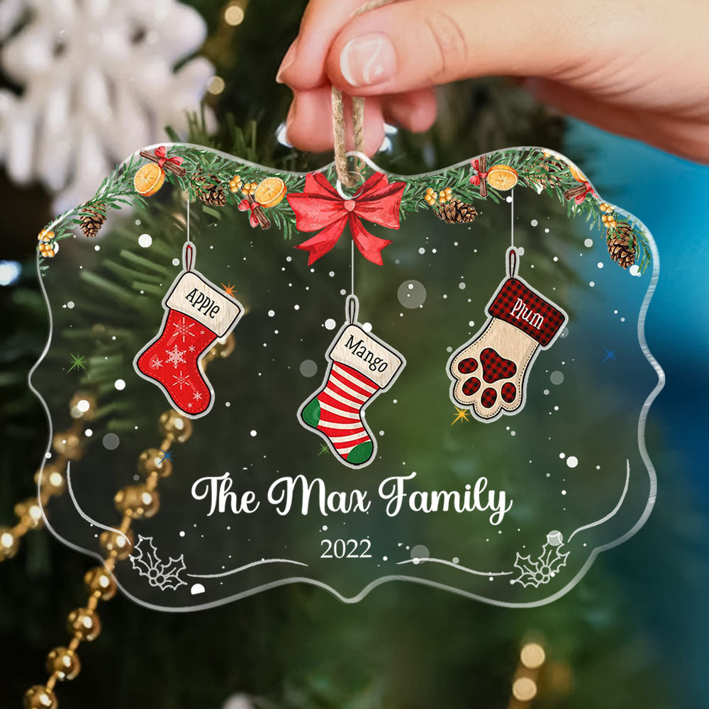 Custom Christmas Stockings Hanging Family Printed Acrylic Ornament, Christmas Gift YHN-THUY