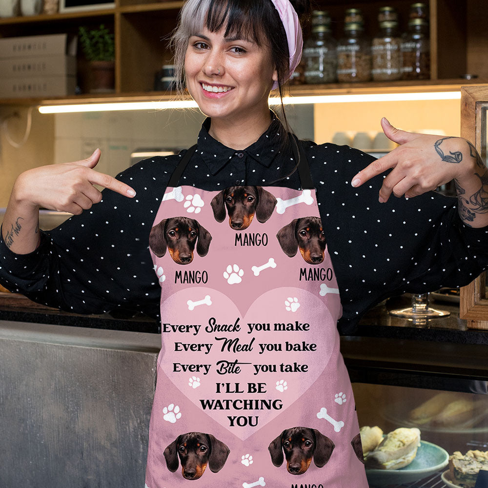 Personalized I'll Be Watching You Dog Cat Face Apron, Gift For Cooking Lover CHI-THUY