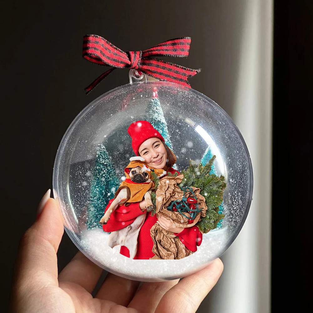 Personalized 3D Acrylic Ball Ornament - Christmas Gift For Pet Lovers - Dog Cat Photo