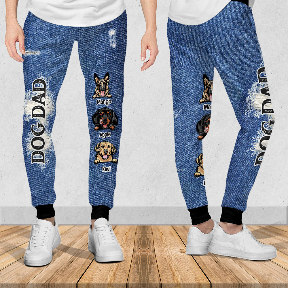 Custom Dog Mom Dog Dad Jeans Pattern Sweatpants, Best Gift For Dog Lovers Dung- Thuy