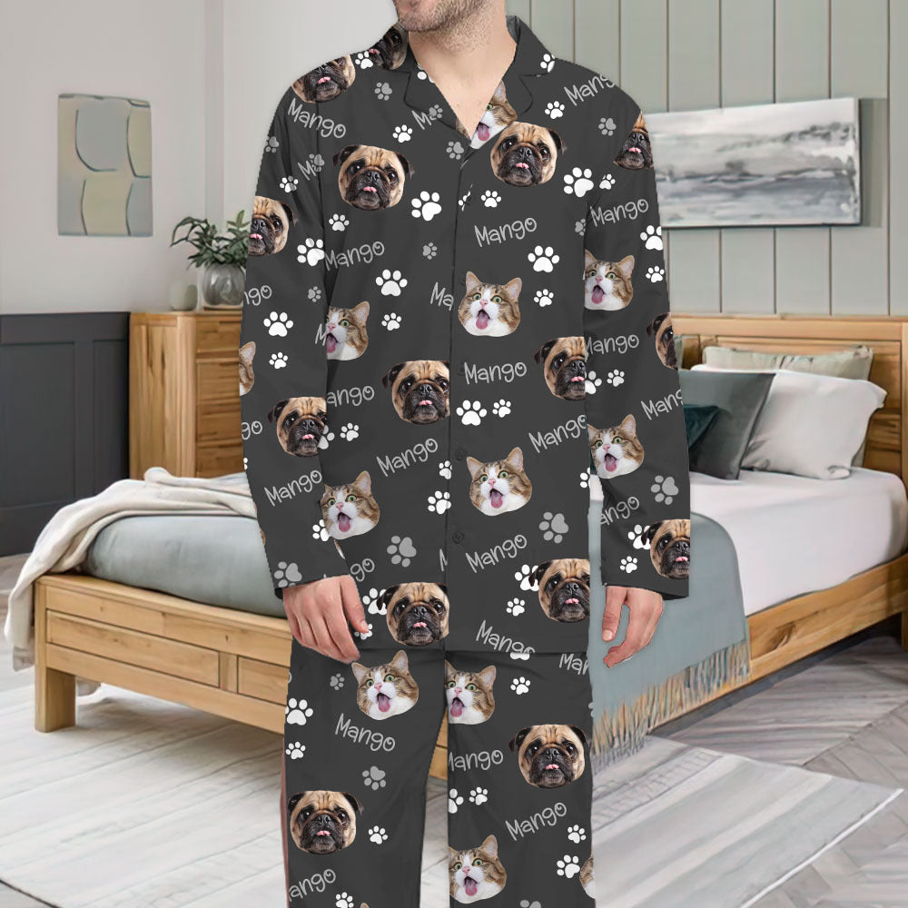 Custom Dog Cat Photo With Name Pajamas Set, Pet Lover Gift YHN-THUY