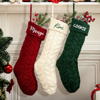 Thumbnail for Personalized Embroidered Christmas Stocking V1 - Christmas Gift For Family - Name Christmas Knitted Stockings