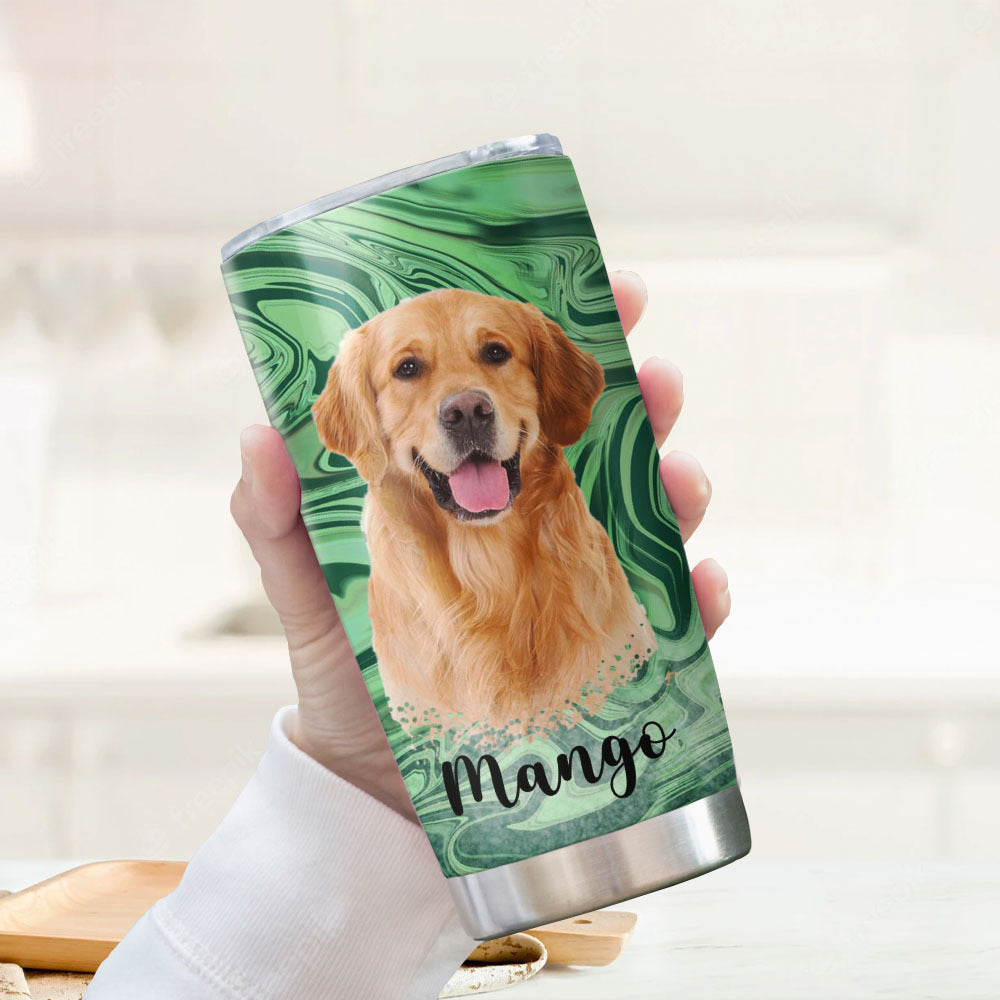 Pet Portrait Photo With Name Marble Tumbler, Pet Lover Gift YHN-THUY